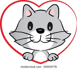  cat with heart shape