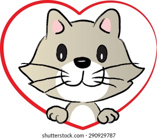  cat with heart shape