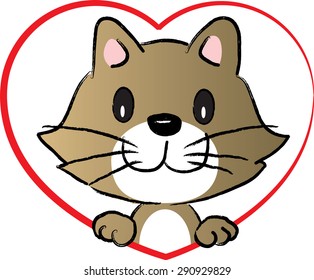  cat with heart shape