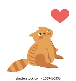 Cat with heart in thought