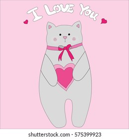 Cat with heart vector 