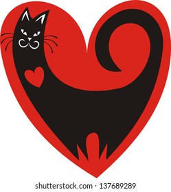 Cat heart vector illustration