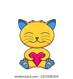 Cat with Heart. Vector illustration 