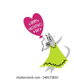 Cat with heart vector illustration