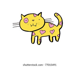 Cat with Hearts