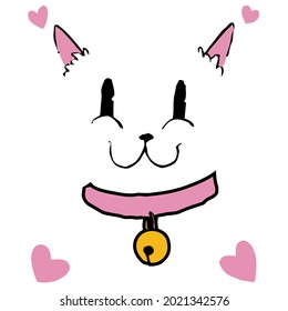 cat with hearts and bell cat pet anima wo design vector illustration for use in design and print wall art poster canvas