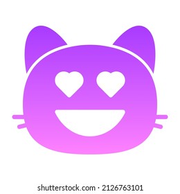 cat hearts Glyph Gradient icon design
