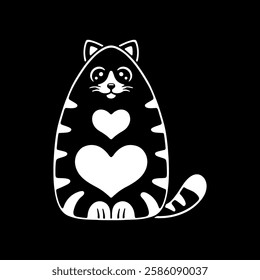 Cat hearts valentine's day black background