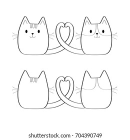 Cat with a heart-shaped tail pattern on white background vector.