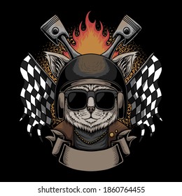 Ilustración vectorial de la motocicleta Cat Helmet para su empresa o marca