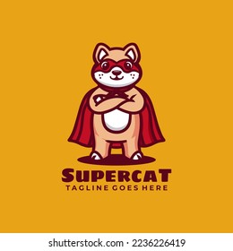 Plantilla de diseño del logotipo de imagen del vector de dibujos animados del héroe del gato