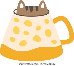 El Gato Se Oculta En La Ilustración Del Vector De La Copa
