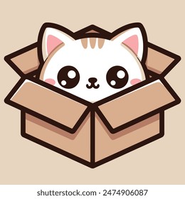Katze versteckt sich in einer Kiste