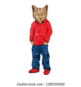 cat hip hop art vector illustration
