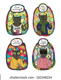 Cat hipster set.