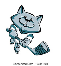 Cat hockey player