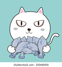 Cat hold fish
