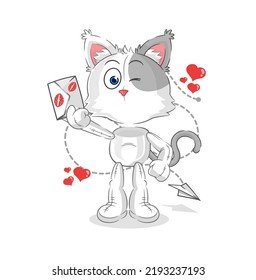 the cat hold love letter illustration. character vector