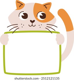 Gato que sostiene la Ilustración vectorial en blanco de la tarjeta