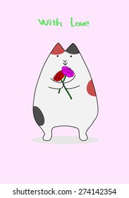 Cat holding carnation