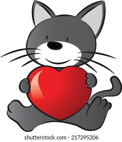 cat holding a heart shape