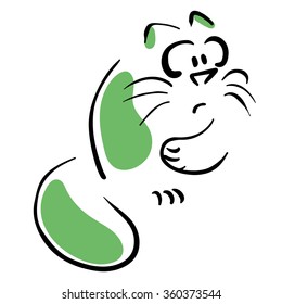 Cat holding his stomach