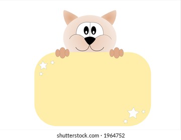 cat holding up a sign (free for text)