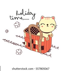 gato en vectores de doodle en época de vacaciones