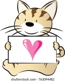cat holing card with love