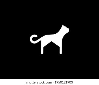 Cat, home logo design template. Creative minimalistic shelter, pet care, cat hotel vector sign icon logotype.
