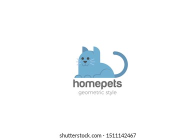 Cat Home pets Logo abstract design vector template Flat style.