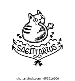 Cat Horoscope Sagittarius  Ink Design Layout