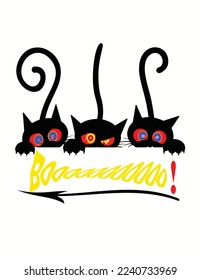 cat horror t shirts Desing Scary black cat with vector illustration