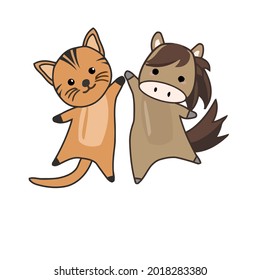 cat horse kitten ponny cute animals for kids wo art art vector design illustration print poster