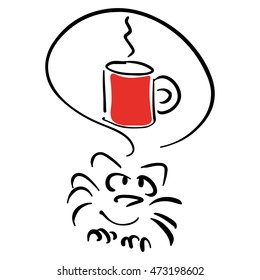 Cat and hot drink