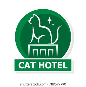 Cat hotel concept logo vector.