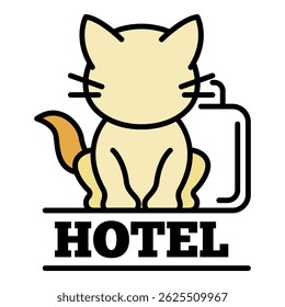 Cat hotel logo. Outline cat hotel vector logo color flat isolated