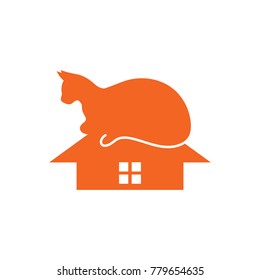 Cat House Care Sign Symbol