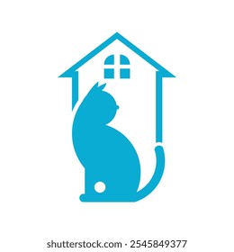 Katze und Haus Kombination Vektor Logo Design