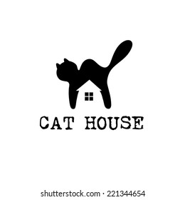 cat house concept vector design template