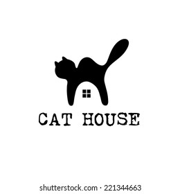 cat house concept vector design template