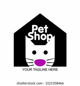 Cat House, Dog House, Animal Care House, Pet shop - vector illustration.