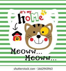 cat and cat house funny animal cartoon,vector illustration