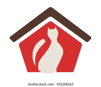 cat house icon animal fauna image vector