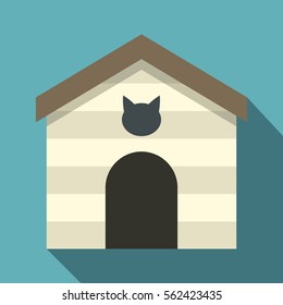 Cat house icon. Flat illustration of cat house vector icon for web design