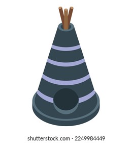 Cat house icon isometric vector. Pet food. Cute box