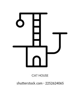cat house icon. Line Art Style Design Isolated On White Background