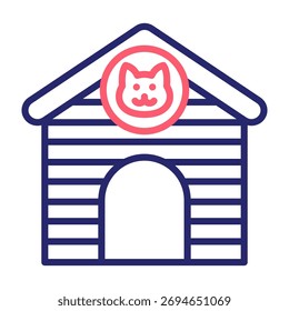 Cat House Icon Line Color Style Vector Illustration