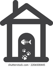 Cat house icon, pet house symbol vector