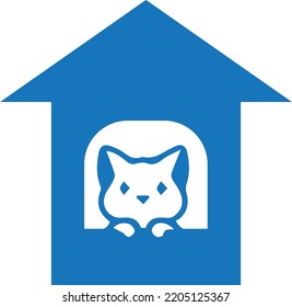 Cat house icon, pet house icon vector
